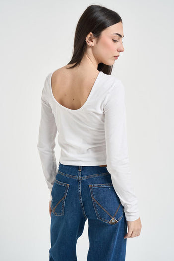 T-shirt donna girocollo bianca - 3