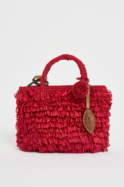 Borsa donna a mano in rafia rossa