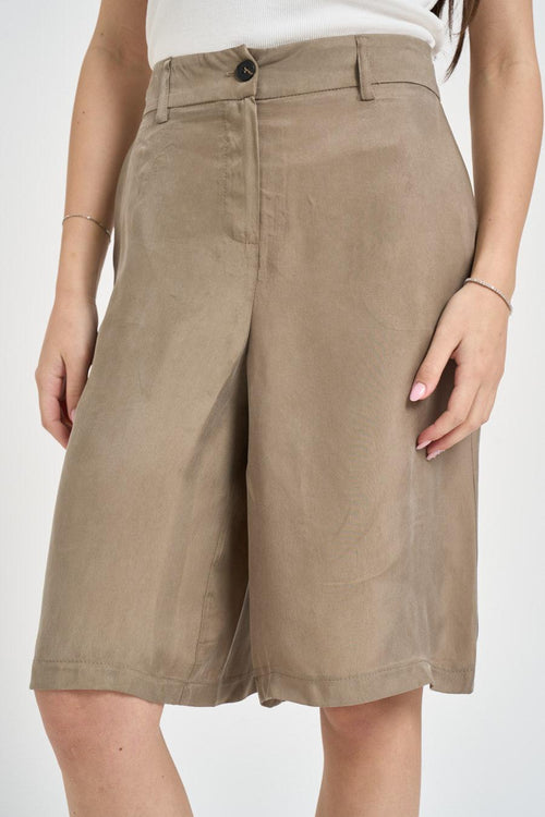 Bermuda donna fluido verde militare