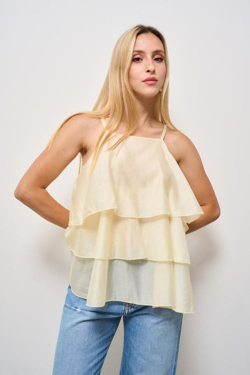 Top donna balze giallo pastello - 2