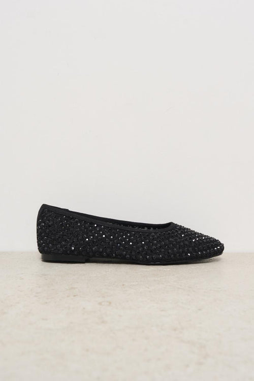 Ballerine donna nera con rete e strass
