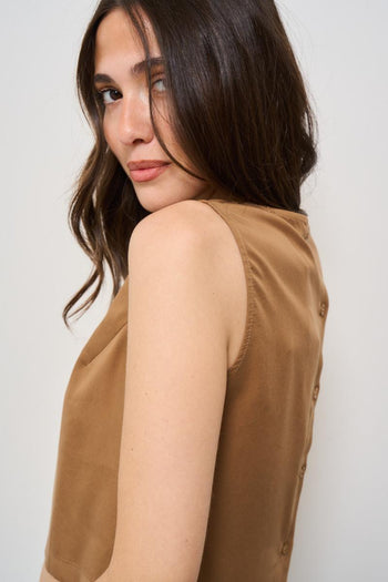 Top donna girocollo cammello - 5