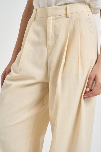 Pantalone donna con pinces panna - 3