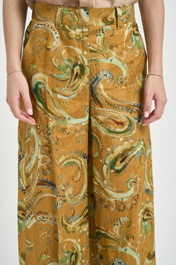 Pantalone donna a fantasia ocra - 4