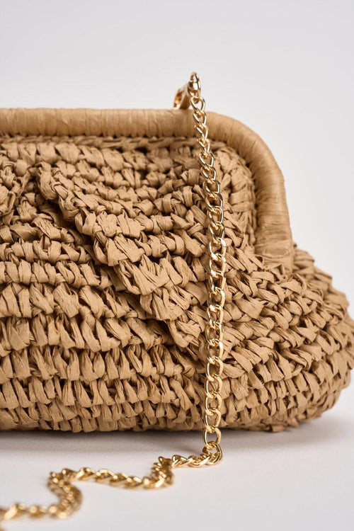 Borsa donna in rafia intrecciata cuoio - 2