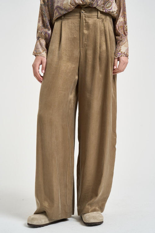 Pantalone donna ampio cammello - 1