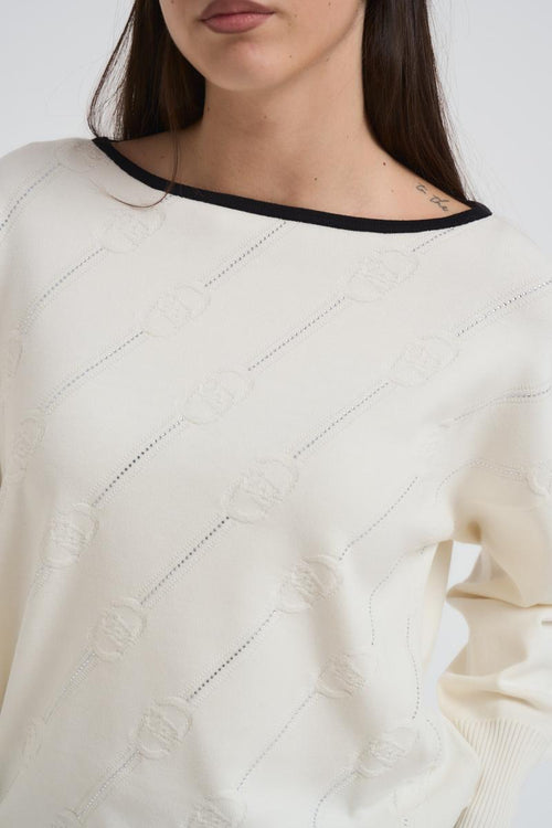Maglia donna girocollo panna - 2