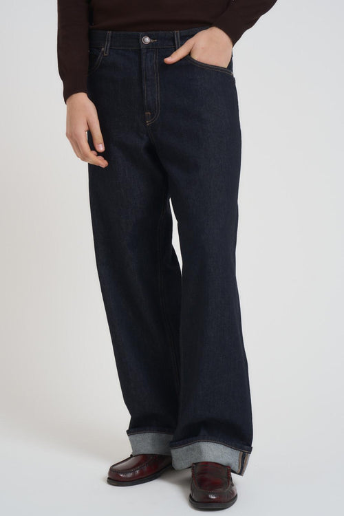 Jeans uomo wide fit denim scuro