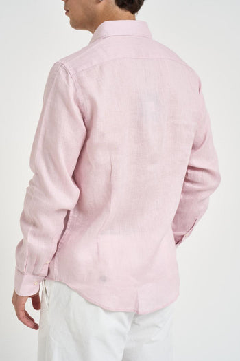 Camicia uomo in lino rosa - 4
