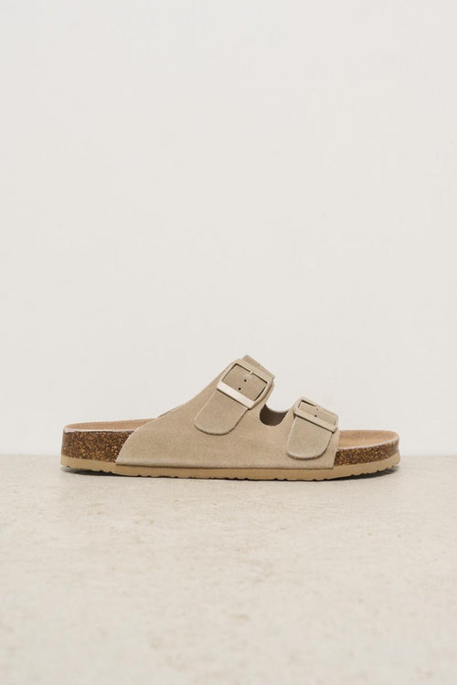Sandalo uomo in suede beige