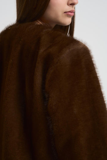 Ecopelliccia donna girocollo moro - 4