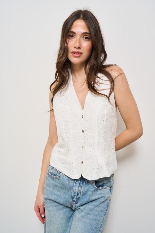 Gilet donna traforato bianco - 2