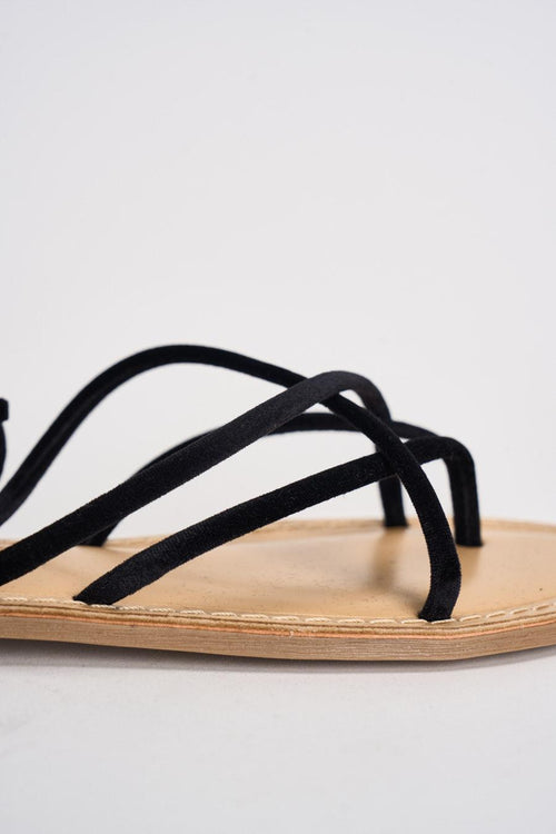 Sandali donna infradito in suede nero - 2