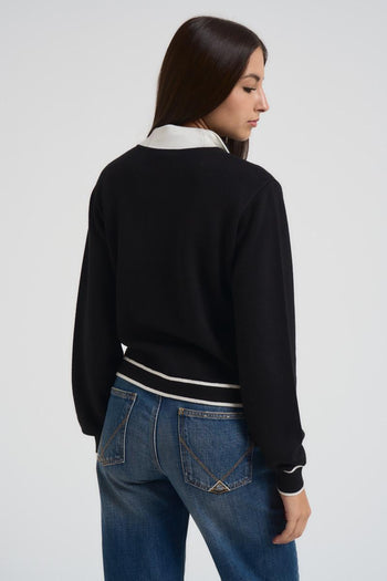 Cardigan donna nero e bianco - 3