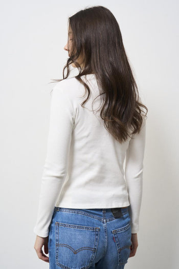 Women's white boat neck sweater - 6