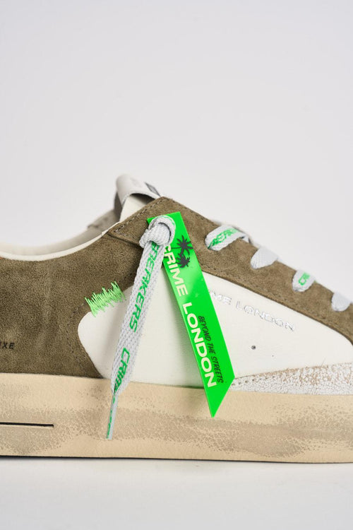 Sneakers uomo bianca e suede verde militare - 2