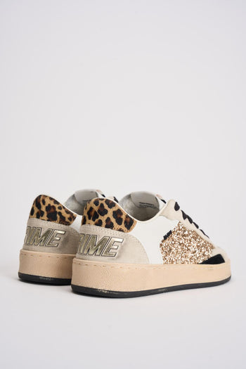 Sneakers donna bianca e glitter dorati - 7