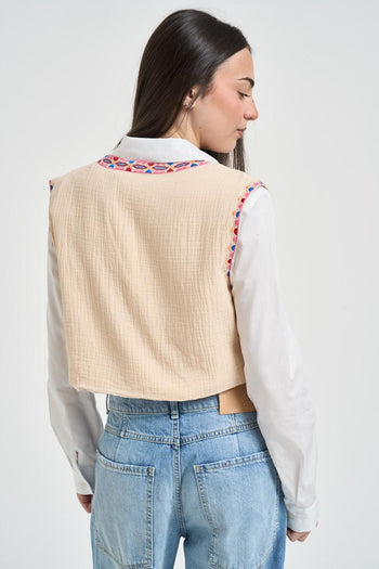 Gilet donna floreale corto - 4