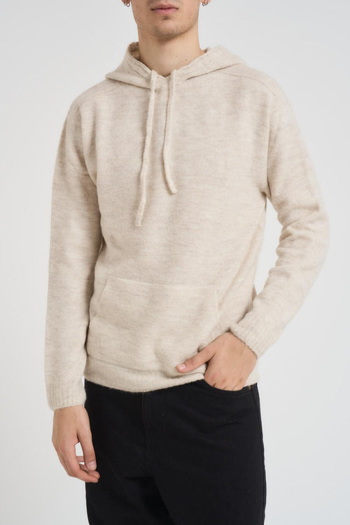 Felpa uomo in maglia beige