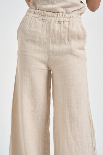 Pantalone donna in lino sabbia - 3
