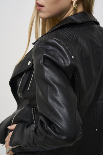 Giubbotto donna in ecopelle nera - 6