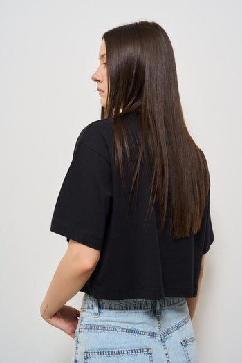 T-shirt donna girocollo nera - 3