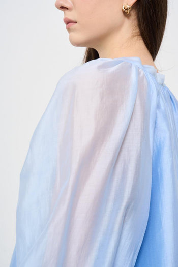 Camicia donna celeste con fiocco - 4