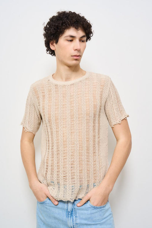 Maglia uomo traforata beige