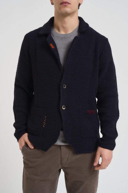 Giacca uomo in maglia blu notte