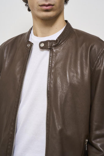 Giubbotto uomo in pelle marrone - 3