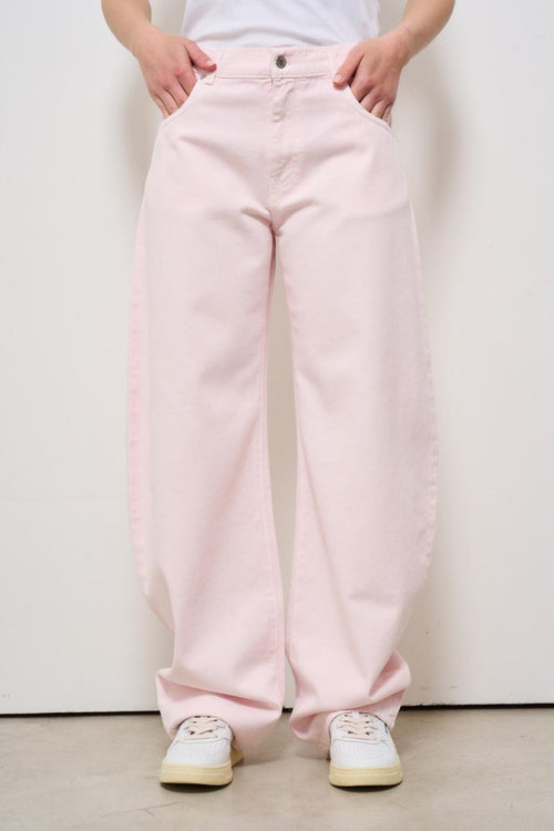 Jeans donna regular in denim rosa