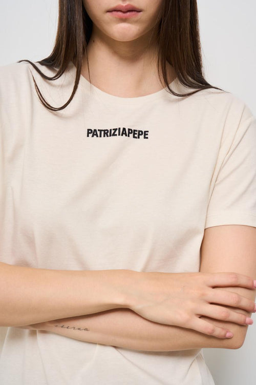 T-shirt donna girocollo latte - 2