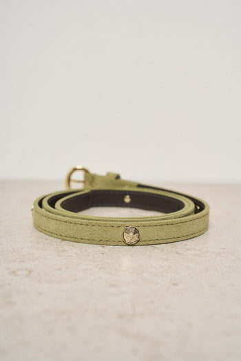 Green suede women's belt with studs - 3
