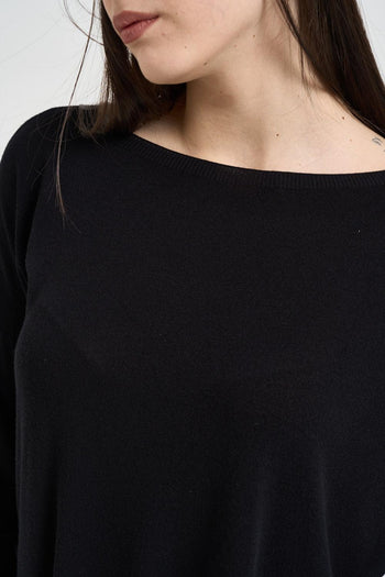 Maglia donna scollo a barca nera - 3