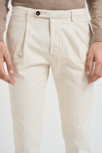 Pantalone uomo con pences panna - 5