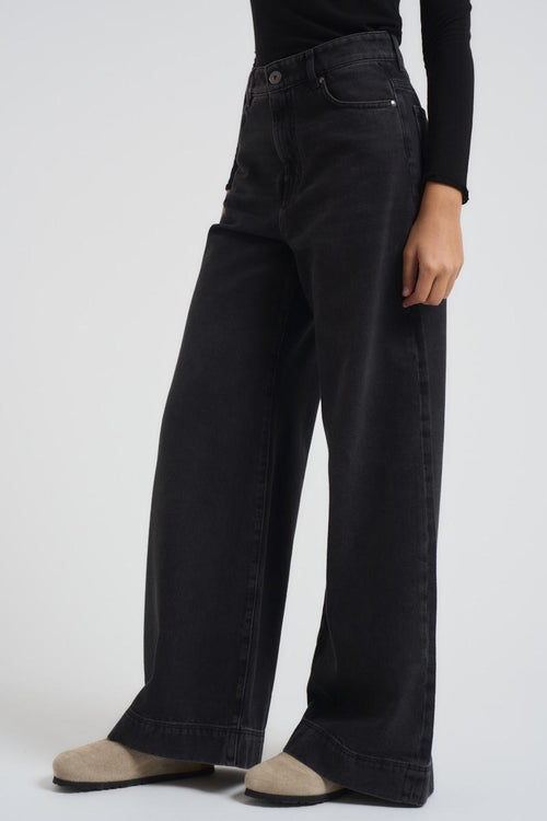 Jeans donna nero gamba ampia - 2