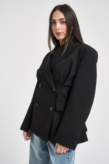 Giacca donna doppiopetto nera - 3
