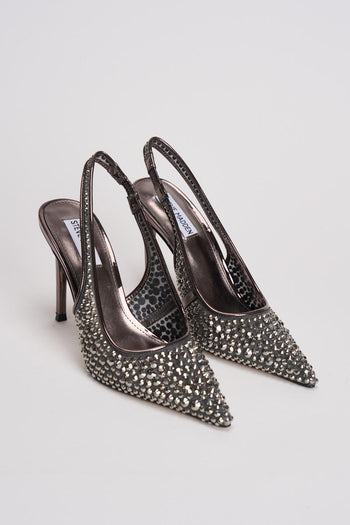 Scarpa donna con tacco strass argento - 5