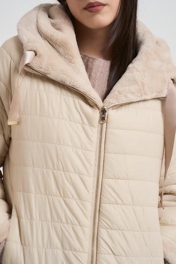 Ecopelliccia donna corta reversibile beige - 7