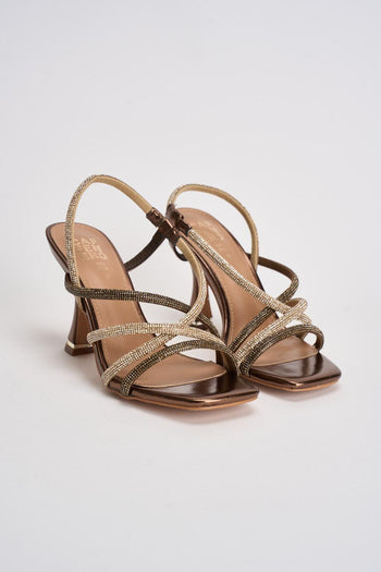 Sandalo donna con strass bronzo e oro - 3