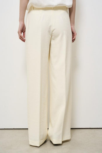 Women's cream palazzo linen trousers - 3