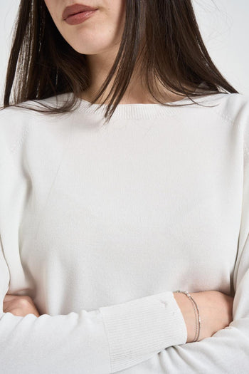 Maglia donna scollo a barca bianca - 3
