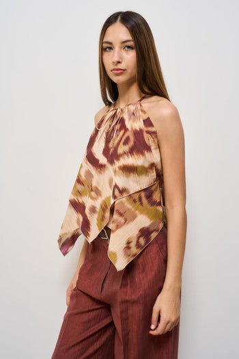 Top donna fantasia multicolor marrone - 3