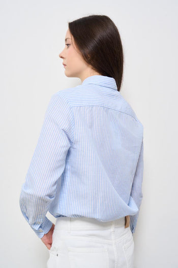 Camicia donna a righe celeste - 5