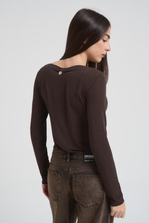 Maglia donna scollo a barchetta moro - 2