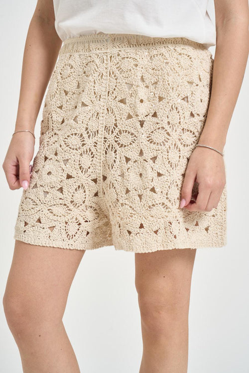 Shorts donna in crochet ecru