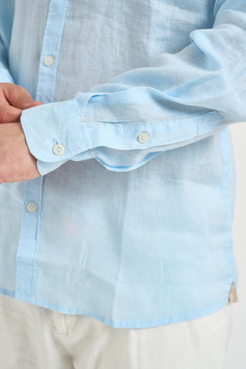 Camicia uomo in lino azzurra - 3