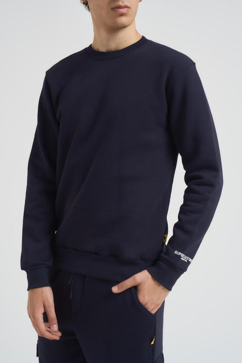 Felpa uomo blu a girocollo - 2