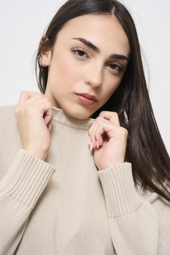 Maglia donna girocollo tortora - 6
