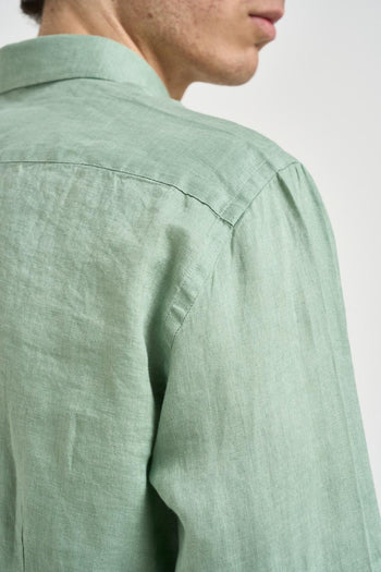 Camicia uomo in lino turchese - 6